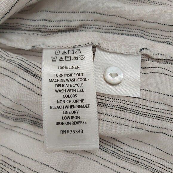 Tahari Linen Top Womens Large Sand Striped Shell Button Linen Minimalist Beach - Picture 10 of 10